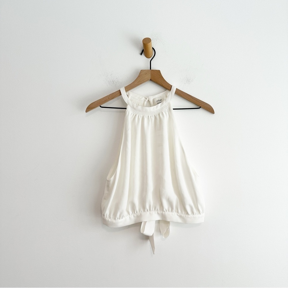 Wilfred Cadence Blouse Open Back Cropped Cream Women's Size Large